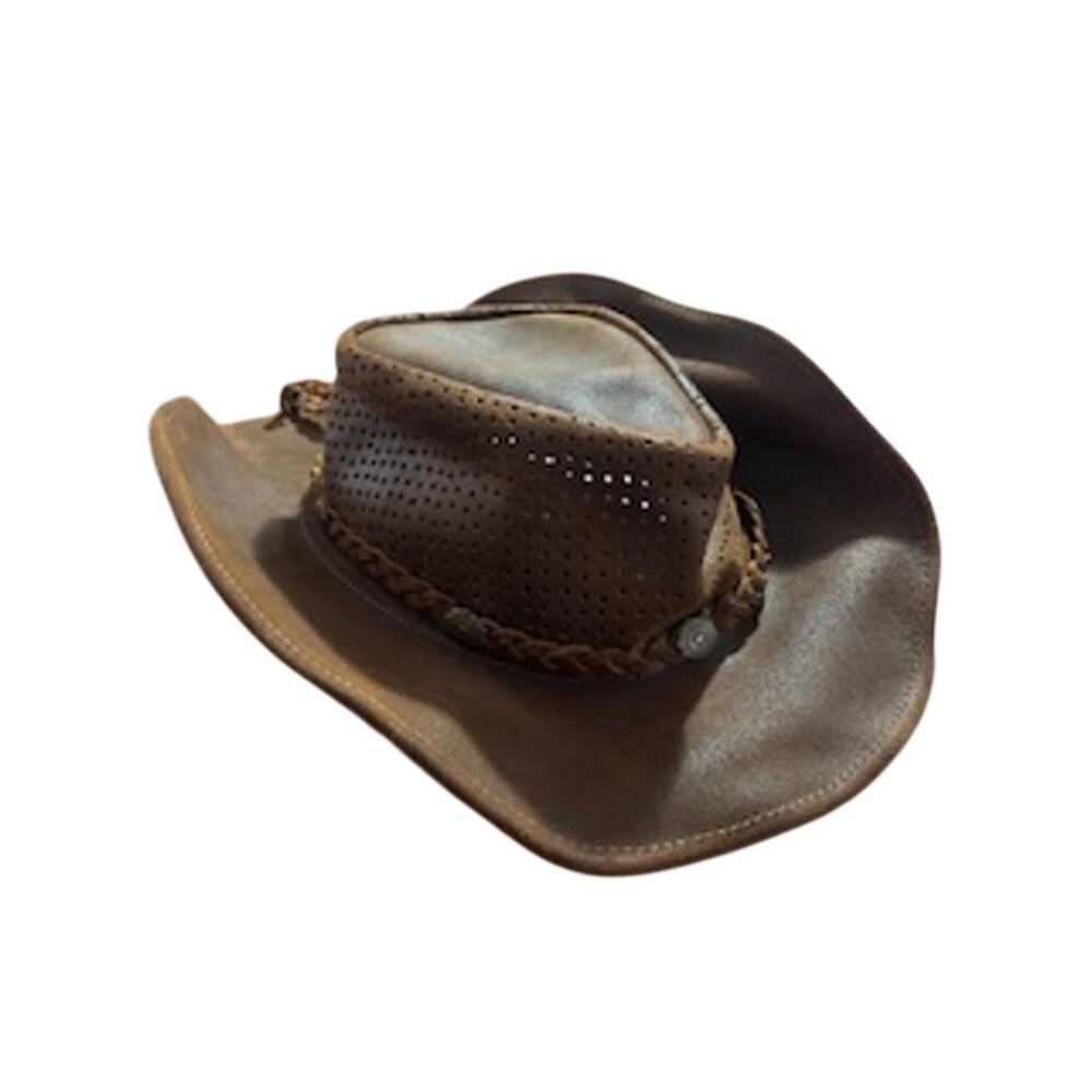 Oiled Distressed Leather Floppy Cowboy Hat Sz XL